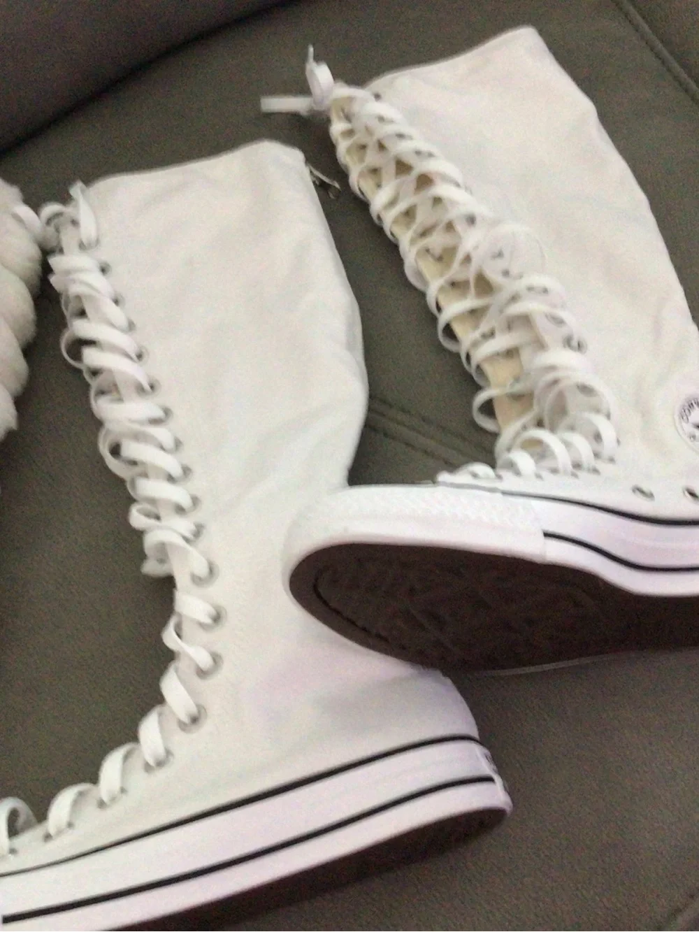 Converse White Knee-High Lace-Up All Star Boots